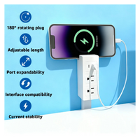 New Electrical Wall Plug Rotates Electrical Outlet Extender Adjustable Length Power Outlets Extender Power Socket for NightStand